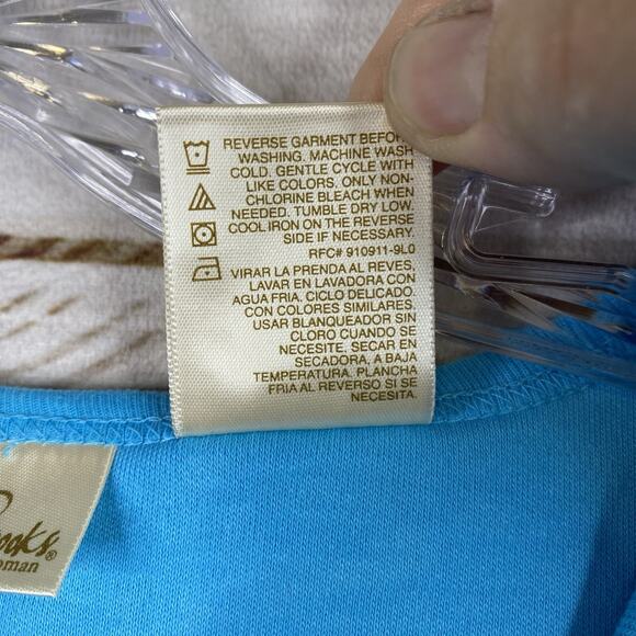 Bobbie Brooks Top Womens 22W 24W Blue Embroidered Tee Shirt Stretch Comfy NWT - Picture 4 of 8